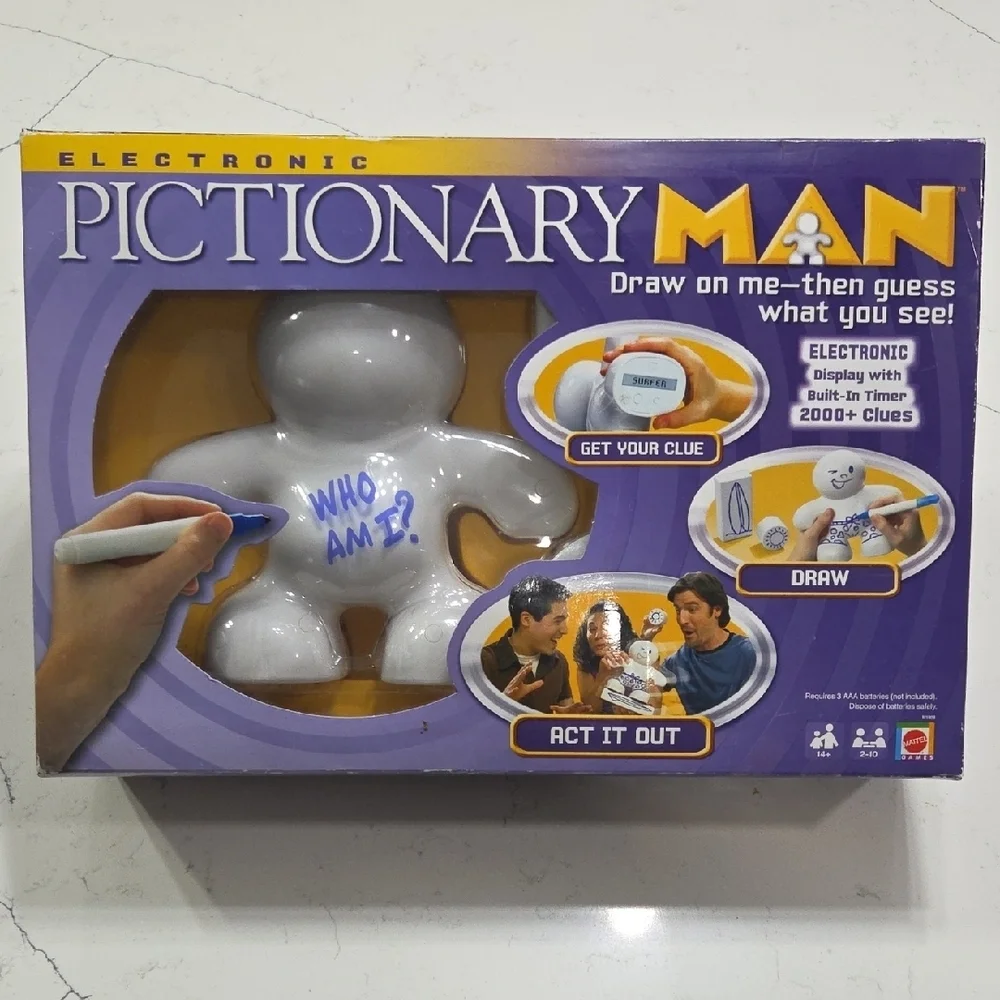 Mattel Electronic Pictionary Man Game - White and Blue New In Original Box